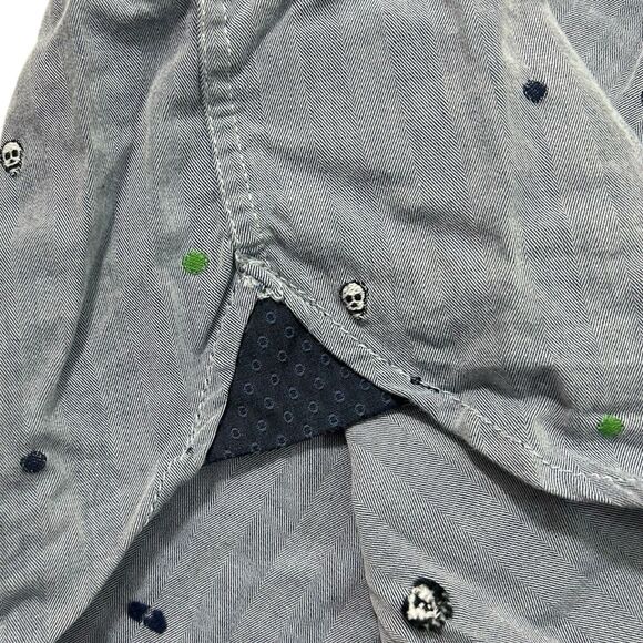 Visconti Black Button Up Shirt Polka Dots Skull Multicolored Size 2XL Flip Cuff - Picture 4 of 11